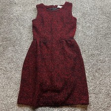 Dolce and Gabbana Sheath Dress Womens IT 42 Red Black Virgin Wool Boucle