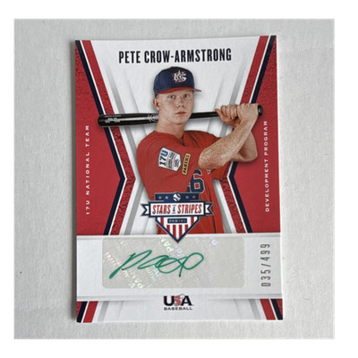Pete Crow-Armstrong Panini 2019 USA Baseball Stars & Stripes Auto #17U-PA /499