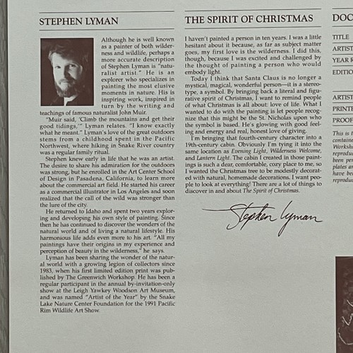 Stephen Lyman 1993 signiert nummeriert 2562/2750 The Spirit Of Christmas Lithographie - Bild 10 von 11