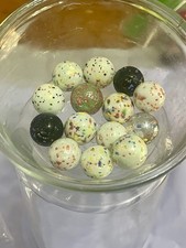 Lot Of 14 Confetti Frit Glass Marbles Variety Of Styles 16mm