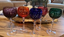 5 Crystal Stem Wine Glasses by Nachtmann Blown Glass