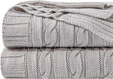 100 Pure Cotton Cable Knit Throw Blanket, Super Soft Warm 51X67 Knitted Throw B