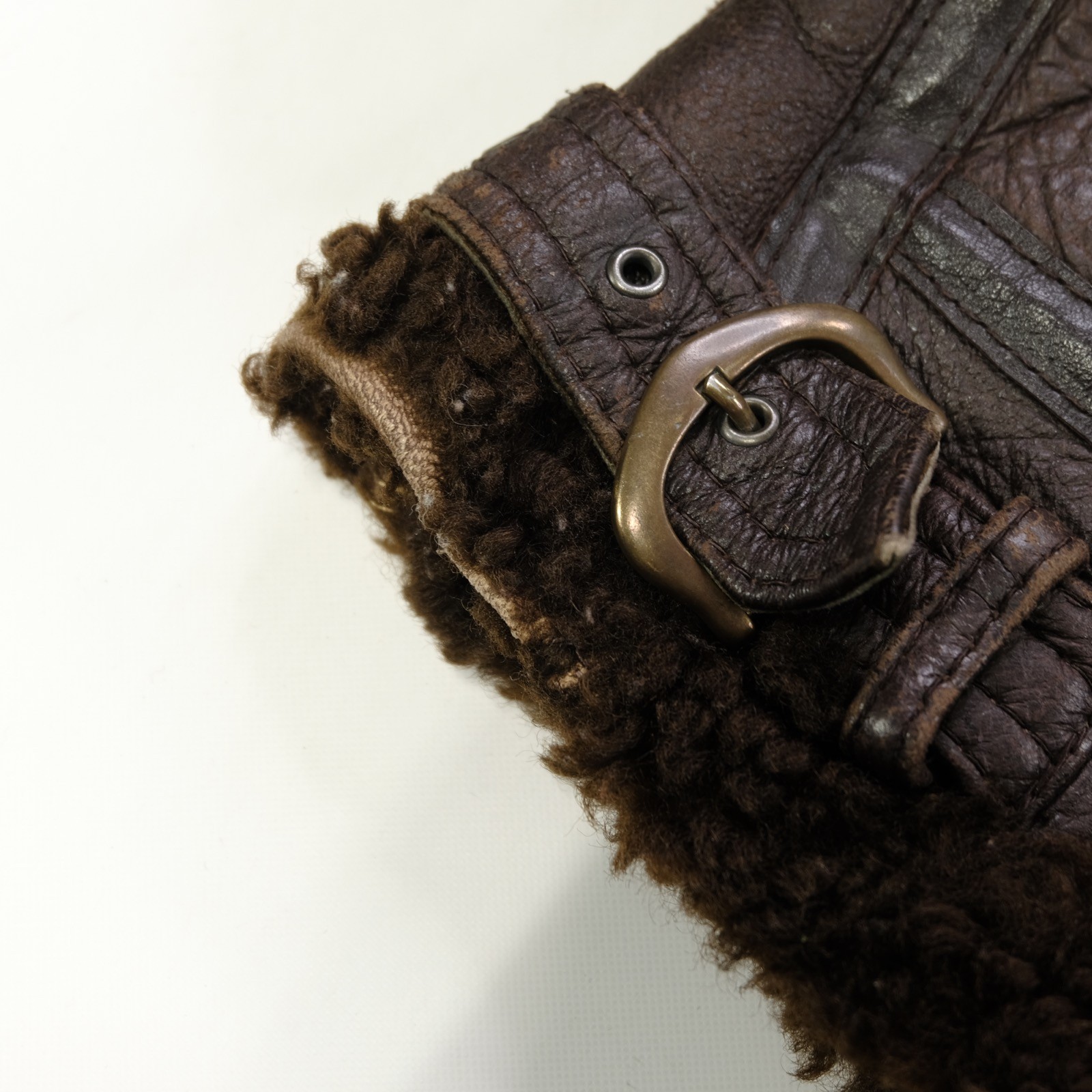 Rare Vintage Shearling Leather Aviator Flight Bomber Jacket 70s 80s Brown SZ XL