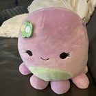 Squishmallow Violet the Octopus 8" Purple plush soft squishy Green belly flower