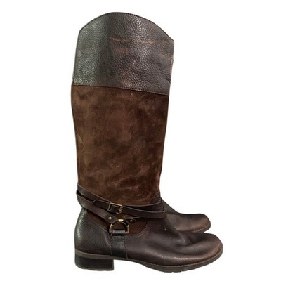 Lauren Ralph Lauren Leather Tall Riding Boots Brown Buckle Detail Knee High 9.5