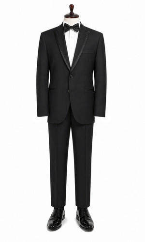 Boys Calvin Klein Black Tuxedo Jacket with Pants Two Button Peak Lapels Size 8