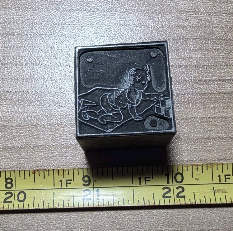 Vintage Letterpress Printing Block Baby Toddler Infant Playing with Toy Blocks