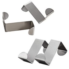 4 PCS Silver Stainless Steel Reversible Over Door Cabinet Drawer Towel Hooks