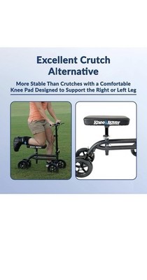 KneeRover Knee Scooter Steerable Knee Walker Crutch - Matte Black