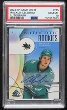 2024 SP Game Used Authentic Rookies Blue Macklin Celebrini #215 PSA 10 Auto 1mz4