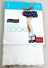 VTG No Nonsense Fashion Socks White Ruffle Nylon/Spandex Sz 4-10 1 Pair USA New