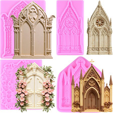 Moldes de silicona para puerta de ventana gótica para puerta de castillo molde para fondant marco de ventana chocolate