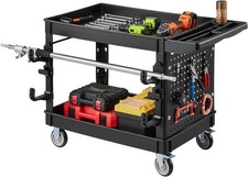 Utility Cart, 550 lbs Capacity, 2 Tier Service Cart with 360  Swivel  Fixed