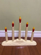 Vintage 5 Light Window Electric Candelabra Candolier Plastic Drip Flame Light