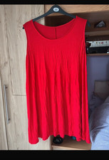 Women’s Red Solid Scoop Neck Sleeveless Jersey Shift Knee Length Dress Size 20