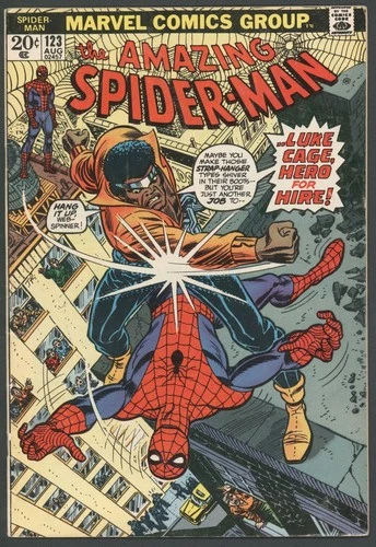 AMAZING SPIDER-MAN #123 LUKE CAGE APPEARANCE Gwen Stacy Funeral Marvel 1973 FN