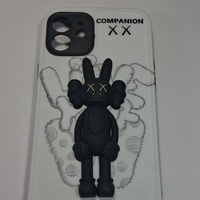 KAWS Companion Cartoon Black White Shockproof Plastic Case for iPhone 12