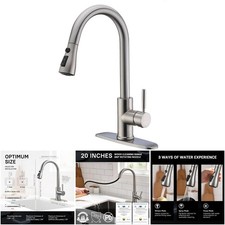 High Arc Brushed Nickel Pull Out Faucet, Stainless Steel Kitchen Sink Sprayer