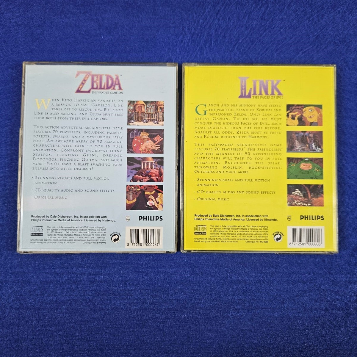 CDI Philips x2 ZELDA The WAND OF GAMELON + LINK The FACES OF EVIL