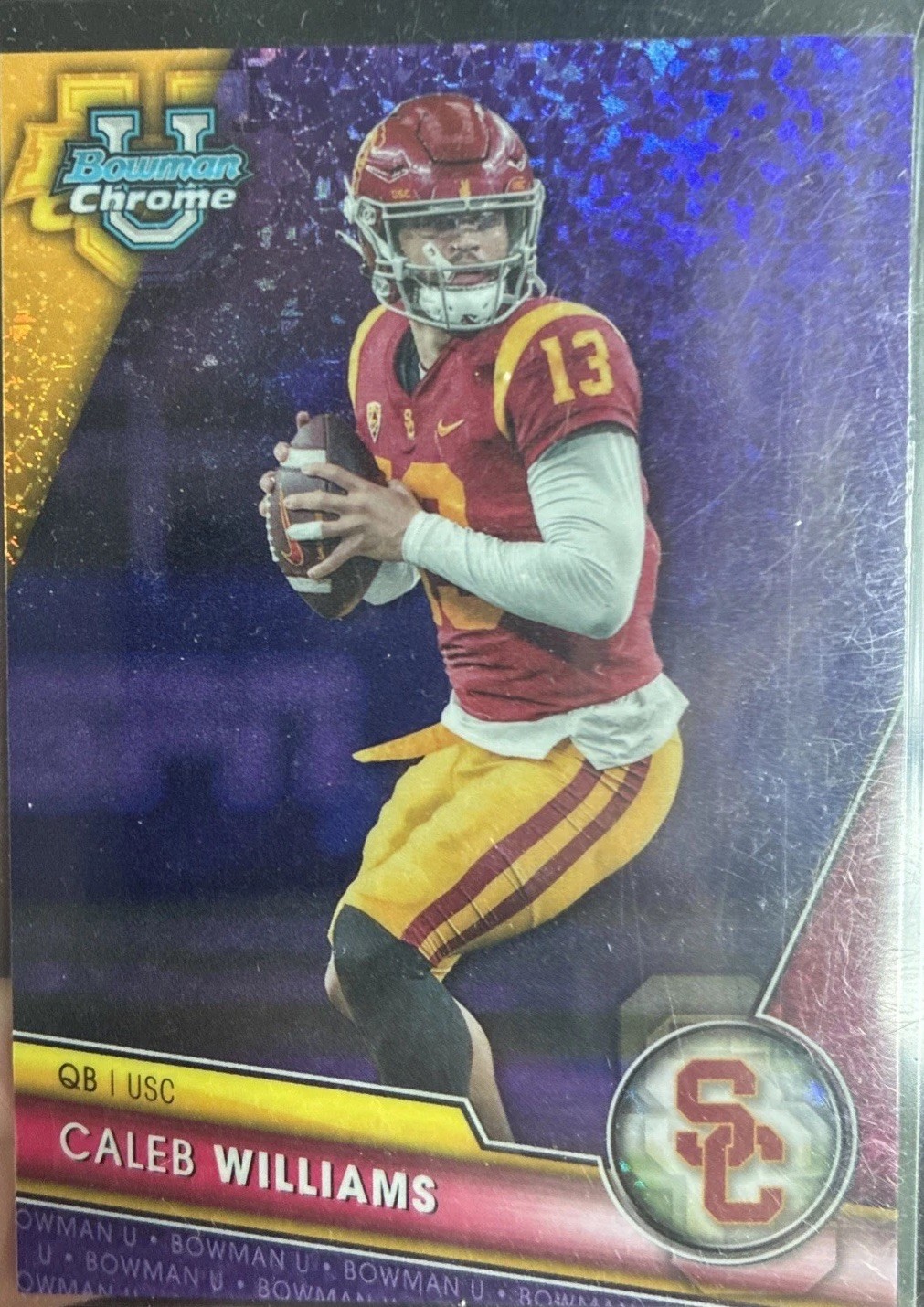 2023 Bowman University Chrome - Caleb Williams #1 Purple Refractor /399 (RC)