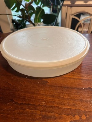 Vintage Tupperware 12'' Round Pie Cupcake Cookie Container 242 with Lid Sheer
