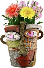 Abstract Face Colorful Flower Pot Outdoor Gar...