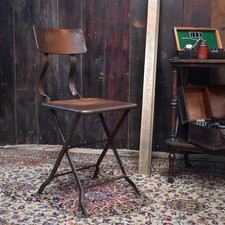 Antique Handmade Industial Machinist Workshop Iron Folding Bistro Garden Chair