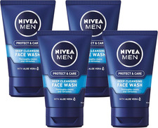 NIVEA MEN Deep Cleaning Face Wash Protect & Care (100 Ml) (Pack of 4)
