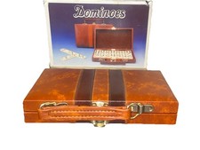 Vintage Dominoes Set in Faux Leather Briefcase Case   Brand New
