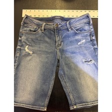 Silver Jeans Co Womens Suki Bermuda MidRise Jean Shorts W28/L9 Distressed