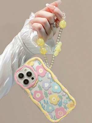 Transparent Floral Phone Case With Pink Yellow Trim For Xiaomi Redmi Note 8 Pro