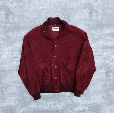 Vintage Vera Pelle Conbipel Wildleder Bomber Lederjacke Biker Herren Large Rot