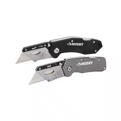 #ad Husky Folding Lock Back Utility Knife with Textured Grip Pack of 3 $13.50