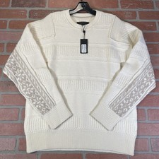Rag & Bone Colton Wool Crewneck Sweater Ivory White Mens Large Merino NWT $398