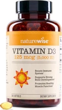 Vitamin D3 5000 IU Healthy Muscle Function Bone Immune Health, 360 Mini Softgel