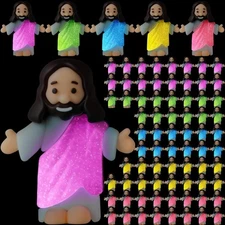 Barydat 25 Pcs Little Jesus Figures Glow in The Dark Jesus Bulk Christian Gifts