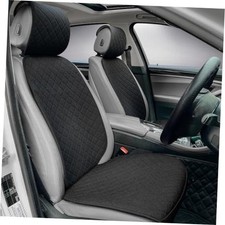 Linen Front Car Seat Covers Breathable Fabric Car Seat Protector Black