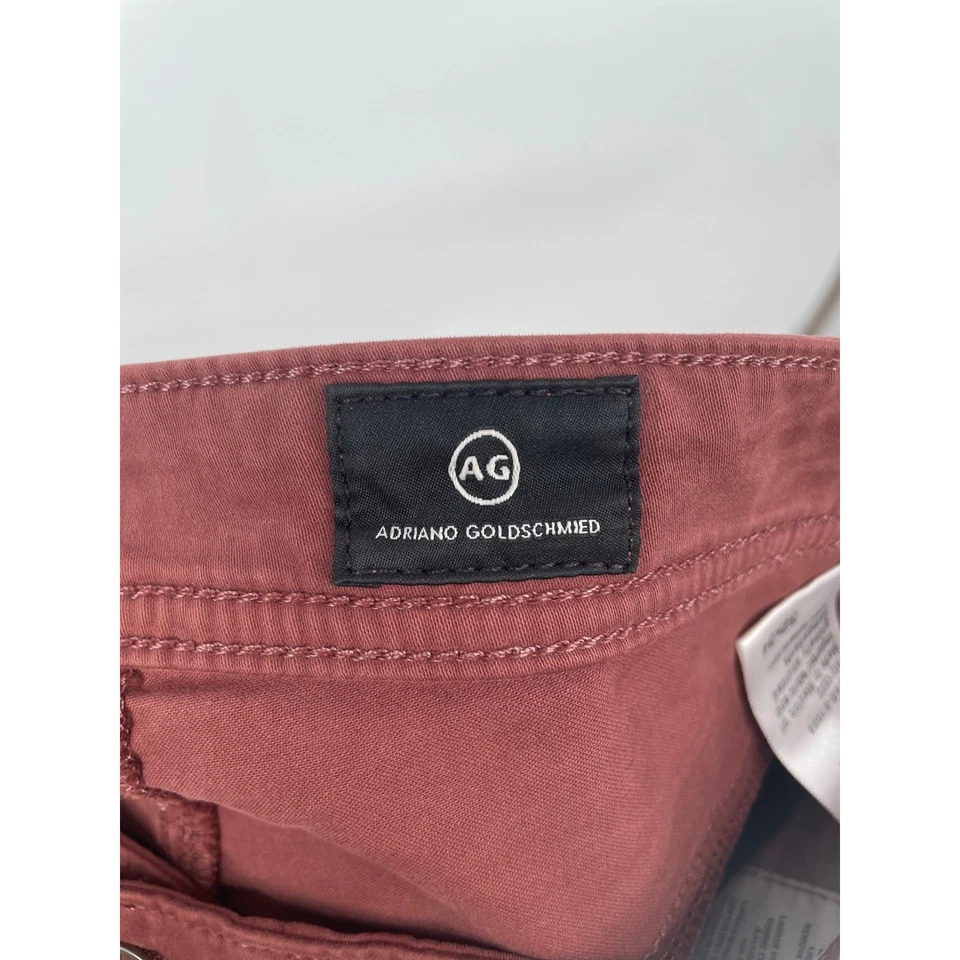 Pantalones AG Adriano Goldschmied Tellis Modernos Ajustados Rojo Algodón Elastano 32x34 Foto 3 de 4