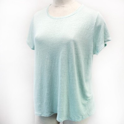 Eileen Fisher Plus Light Blue 100% Linen Crew Neck Minimalist T-Shirt Tee Top 1X