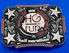 2020 Happy Girls Run HGR marathon silver tone stars in corner belt buckle