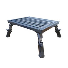 Blue Universal Metal Caravan Step with Adjustable Legs Height Solid Steel