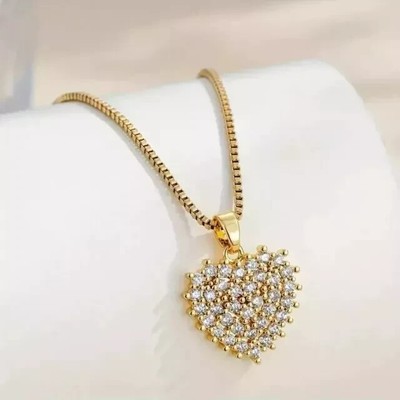 14K Yellow Gold Plate Round Cut 2Ct Lab Created Diamond Heart Women's Pendant