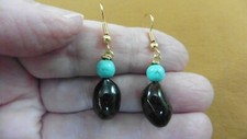 PP50-1A) Real DEER POOP doo doo turd nugget + Turquoise dangle earrings jewelry