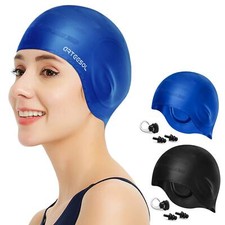 Swimming Cap Silicone Swim Cap for Women Men Durable Non-Slip Waterproof Swim...