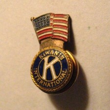 Kiwanis International Lapel Pin - Vintage American Flag Bates & Klinke Badge