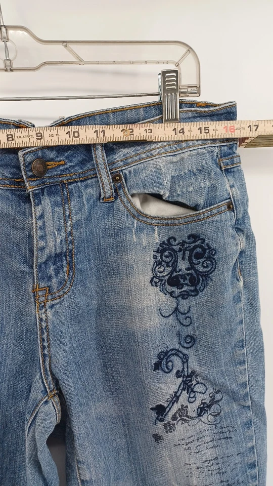 Capris de mezclilla LA Blues para mujer talla 10 azul tiro alto elástico  Foto 4 de 4