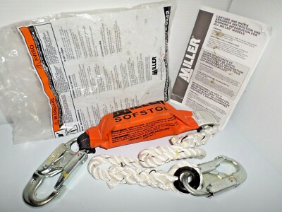  NEW   MILLER 901RLS-4/4FTWH SOFSTOP POLYESTER DACRON ROPE LANYARD 1/2''