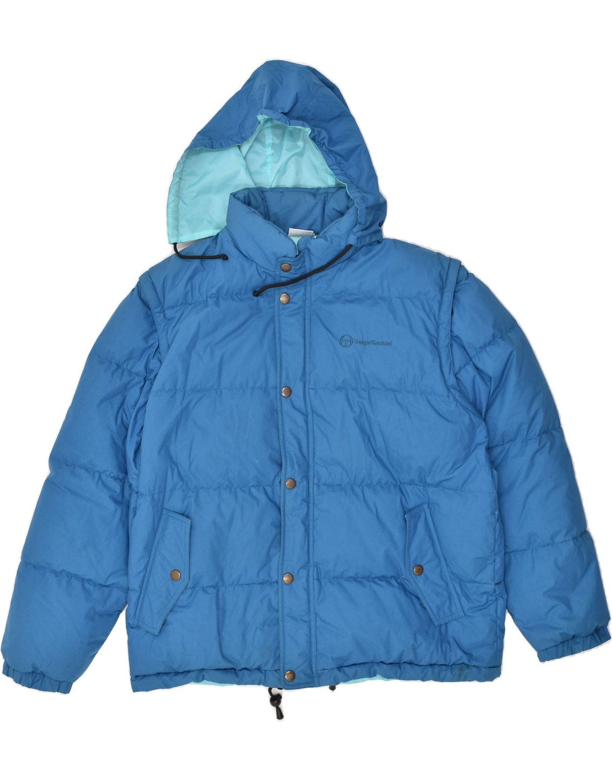 SERGIO TACCHINI Mens Hooded Padded Jacket UK 38 Medium Blue Cotton BB48