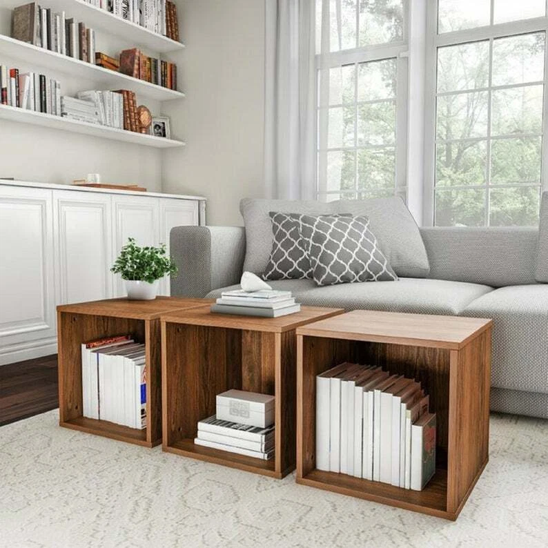 Cube Box Side Table Wooden Cube Side Table Handmade Home Decor
