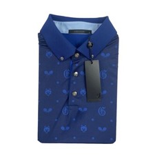 Greyson Golf Shirt Polo GOAT Tennis Print Maltese Blue L NWT MSRP 118